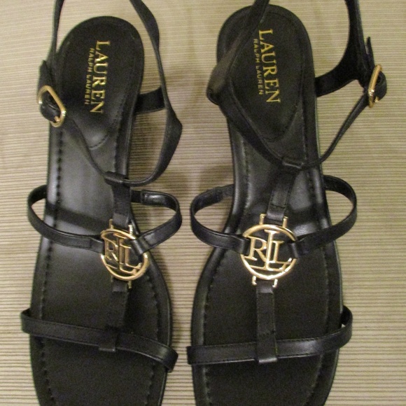 NWOT RALPH LAUREN WEDGE SANDALS Sz 9.5 B SALE - Picture 1 of 8